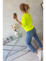 Halenka s výstřihem do V žlutá neonová