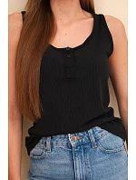 Dámská žebrovaná halenka na ramínkách s knoflíkem černá