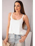 Dámská halenka na ramínkách s krajkovým model 22040208 bílá - K-Fashion Dámská halenka na ramínkách s krajkovým model 22040208 bílá - K-Fashion