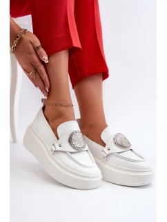 Kožené Mokasíny S Ozdobou Bílé Zazoo 3486