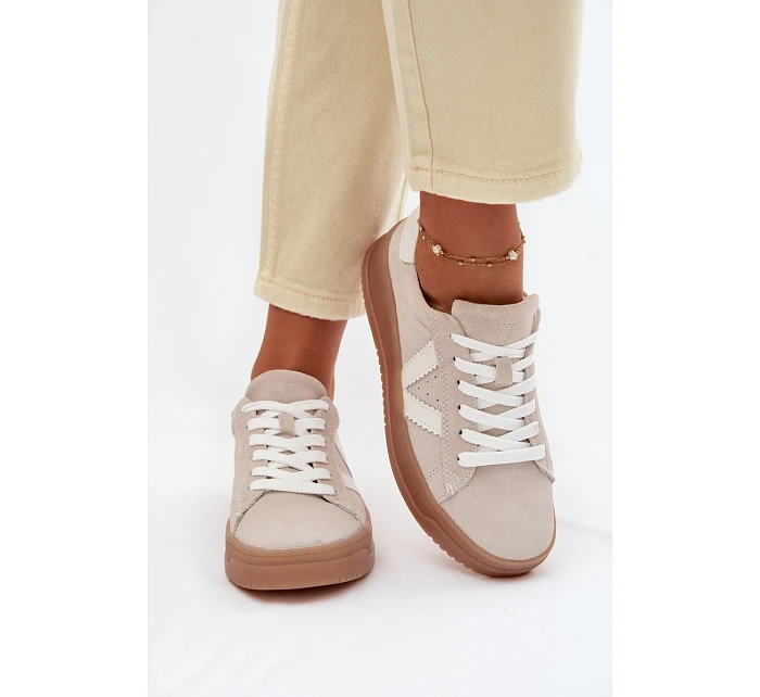Dámské tenisky z přírodního semiše na platformě Vinceza Béžové Dámské tenisky z přírodního semiše na platformě Vinceza Béžové