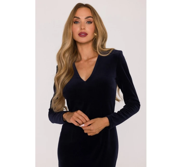 model 21479332 Sametové šaty na tělo tmavě modré - Moe model 21479332 Sametové šaty na tělo tmavě modré - Moe