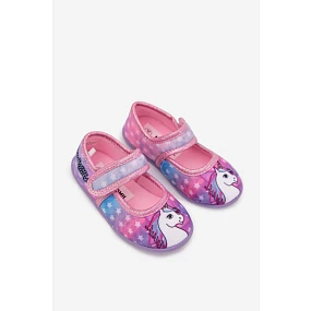 Balerínky Pantofle Pro Dívky Na suchý zip UNICORN Růžové Silviera