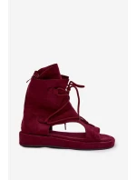 Dámské sandály Eko semiš s vysokým páskem a šněrováním Bordó model 21956136 - Boto