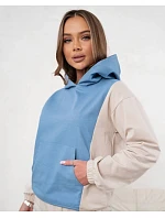Dámská dvoubarevná tepláková souprava v modré a béžové barvě (554)
