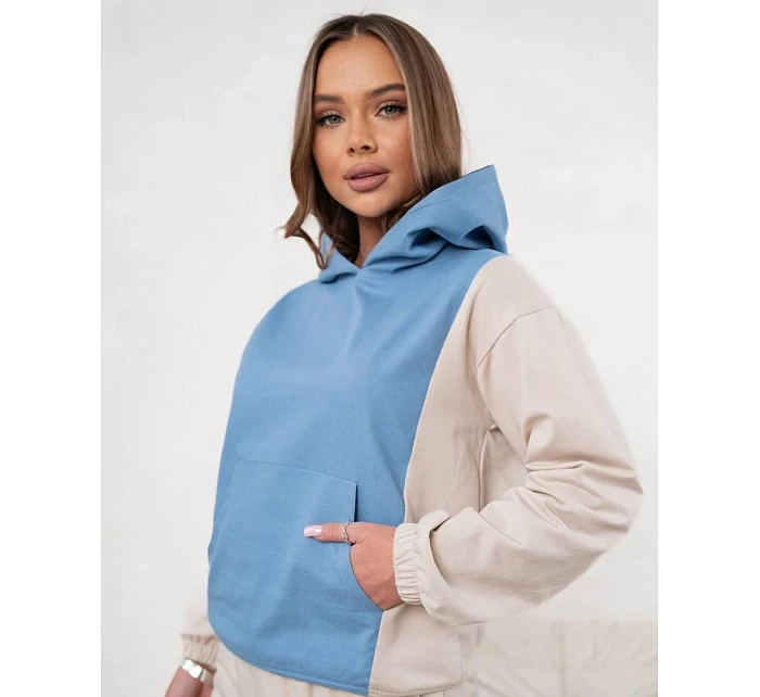 Dámská dvoubarevná tepláková souprava v modré a béžové barvě (554)