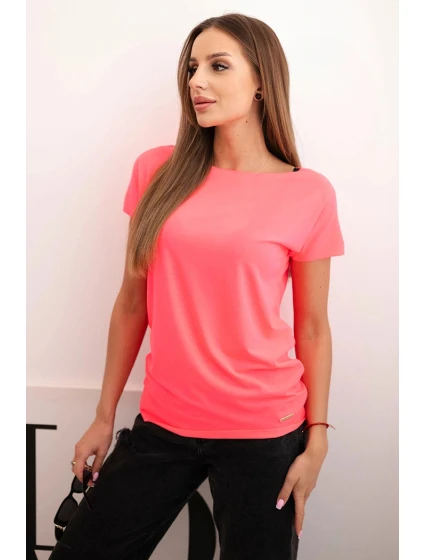 Dámská blůza s krátkým rukávem basic neon růžová