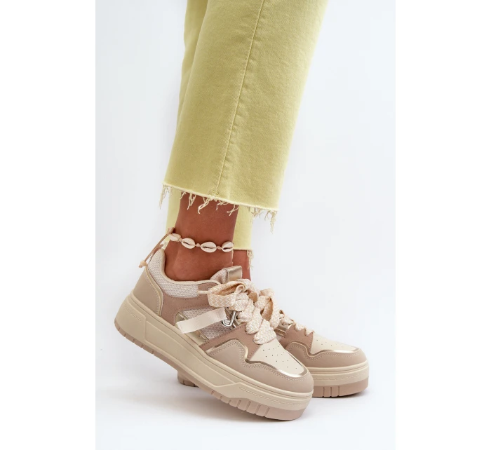 Dámské tenisky na platformě z ekokože béžové Moun