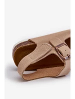 Dětské sandálky na korkové platformě se suchým zipem béžové Rorria Dětské sandálky na korkové platformě se suchým zipem béžové Rorria