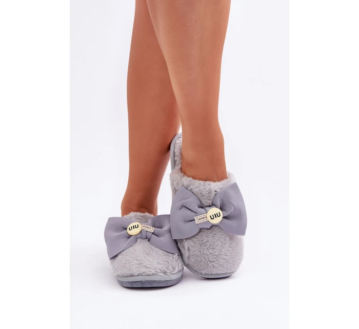 Dámské Pantofle S Kožíškem A Mašlí Šedé model 21681851 - Boto Dámské Pantofle S Kožíškem A Mašlí Šedé model 21681851 - Boto