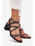 Kožené Dámské Sandály S Pásky Na Podpatku model 21702870 Černé - Maciejka