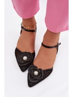 Dámské sandály na klínku s ozdobným detailem Černé Vionessa Dámské sandály na klínku s ozdobným detailem Černé Vionessa