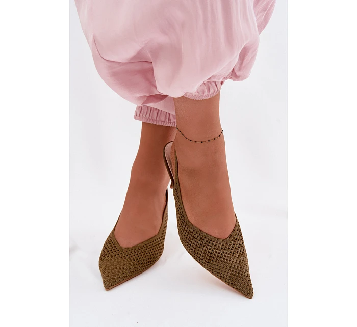 Dámské sandály z síťovaného materiálu na jehle Zelená Emiliana Dámské sandály z síťovaného materiálu na jehle Zelená Emiliana