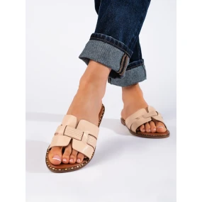 Výborné dámské hnědé  nazouváky bez podpatku