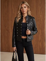 Dámská kožená bunda Napoleonka, černá, FashionStreet TY6043