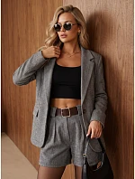 Dámská sako s kostkovaným vzorem, tmavě modré, FashionStreet PY0156