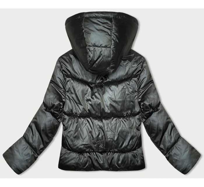 Péřová krátká zimní bunda v army barvě (B8193-11)