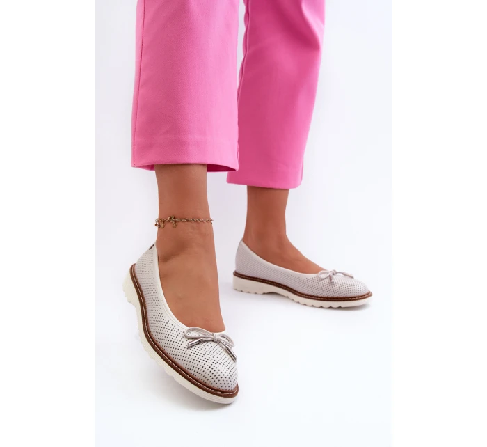 Dámské Letní Baletky Z Kůže  Bílé model 21661326 - Maciejka