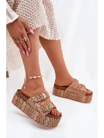 Dámské Sandály Na Masivní Platformě S Pletením A Přezkami Multikolor