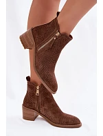 Dámské perforované kotníkové boty Vinceza 58621 Hnědé Dámské perforované kotníkové boty Vinceza 58621 Hnědé