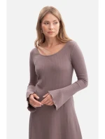 B308 Midi šaty z žebrového úpletu - kakao