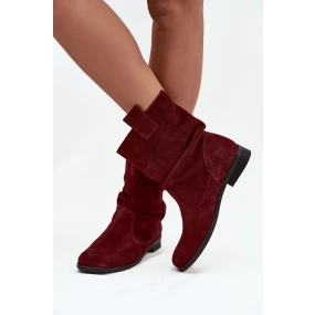 Zateplené dámské kotníkové boty z přírodní semišové kůže Zazoo – bordó Zateplené dámské kotníkové boty z přírodní semišové kůže Zazoo – bordó