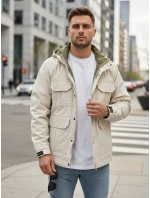 Pánská přechodná bunda s kapucí bílá FashionStreet TX5134