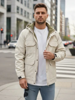 Pánská přechodná bunda s kapucí bílá FashionStreet TX5134