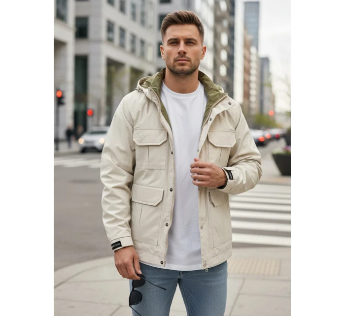 Pánská přechodná bunda s kapucí bílá FashionStreet TX5134