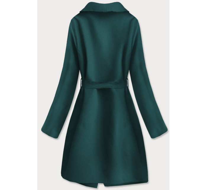Tmavě zelený minimalistický dámský kabát (747ART)