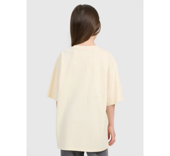 Dívčí tričko oversize s potiskem 4F 4FJRAW25TTSHF3197-12S