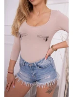 Body s potiskem pistole béžové Body s potiskem pistole béžové