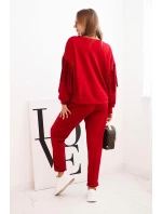 Dámská souprava máslová s třásněmi na rukávech bordó Dámská souprava máslová s třásněmi na rukávech bordó