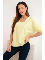 Dámská bavlněná blůza s dlouhým rukávem a srdíčky žlutý