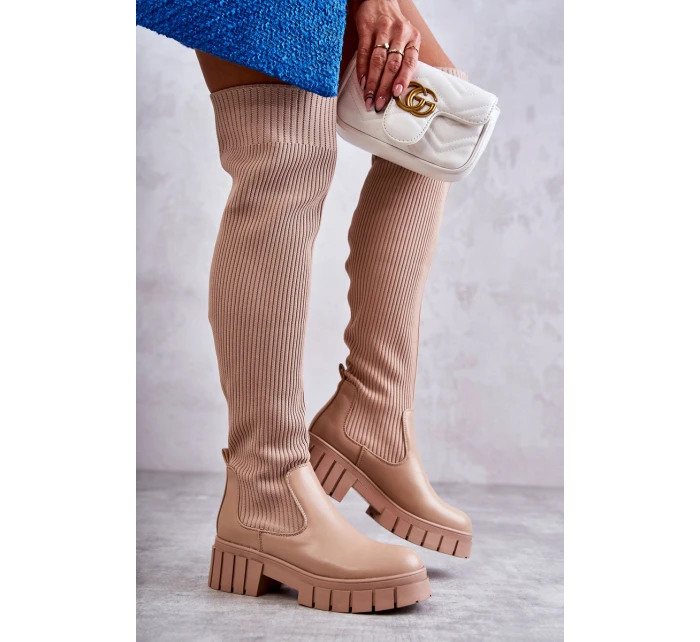 Dámské vysoké boty Béžová model 21593775 - Boto