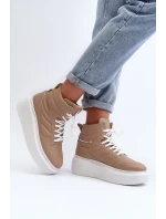 model 21647195 Dámské Kožené Sportovní Boty na Platformě Beige - Zazoo model 21647195 Dámské Kožené Sportovní Boty na Platformě Beige - Zazoo
