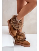 Kožené Sněhule Na Platformě S Kožešinou Camel model 21677869 - Boto