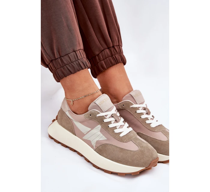 Dámské Sportovní Boty Z Semiše Na Platformě Vinceza 66720 Béžové