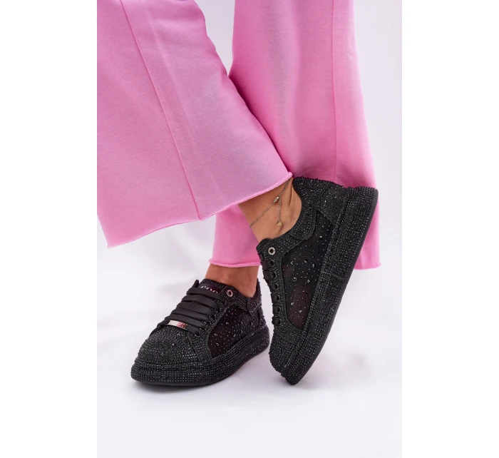 Zdobené tenisky na platformě GOE NN2N4021 černé Zdobené tenisky na platformě GOE NN2N4021 černé