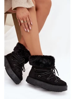 Sněhule s kožíškem a šněrováním Černé model 21821761 - Boto