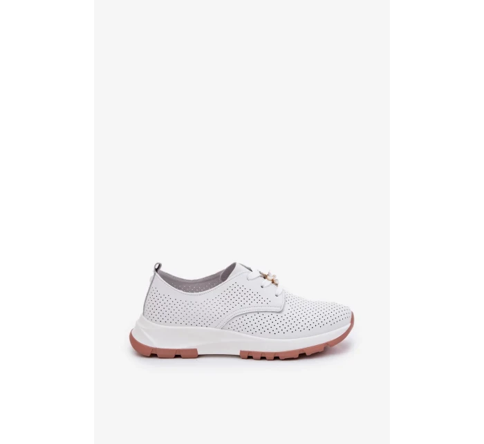 Dámské kožené polobotky s připínacím doplňkem Artiker – bílé