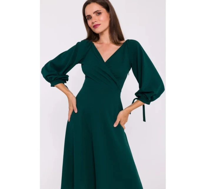 Šaty s rozšířenými rukávy model 21958994 zelené - STYLOVE