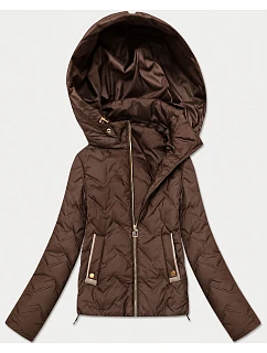 Dámská prošívaná bunda s kapucí, čokoládová model 22403111 - S'WEST
