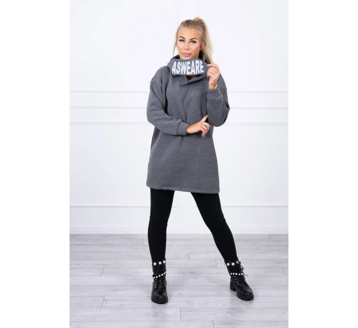 Zateplená mikina s kapucí v grafitové barvě