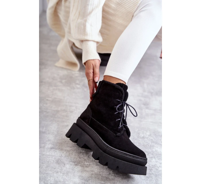 Semišové teplé šněrovací boty Černe model 21598766 - Boto