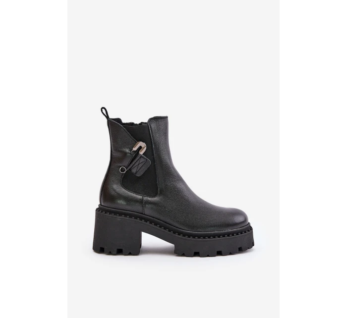 Zazoo 60490 Kožené Zateplené Boty S Dekorací Černé