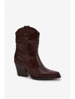 Dámské Kovábojky Eko Kůže Na Podpatku Čokoládové Sorelia Dámské Kovábojky Eko Kůže Na Podpatku Čokoládové Sorelia