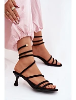 Dámské sandály na podpatku s pásky Černé Samara Dámské sandály na podpatku s pásky Černé Samara