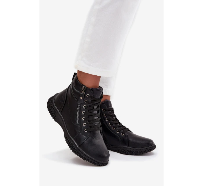 Dámské botky Ulverina – Černé, zateplené kožešinou, z eko kůže Dámské botky Ulverina – Černé, zateplené kožešinou, z eko kůže