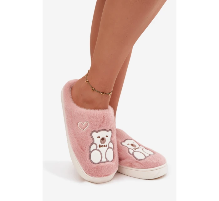 Dámské chlupaté papuče s medvídkem – růžové Noralie Dámské chlupaté papuče s medvídkem – růžové Noralie
